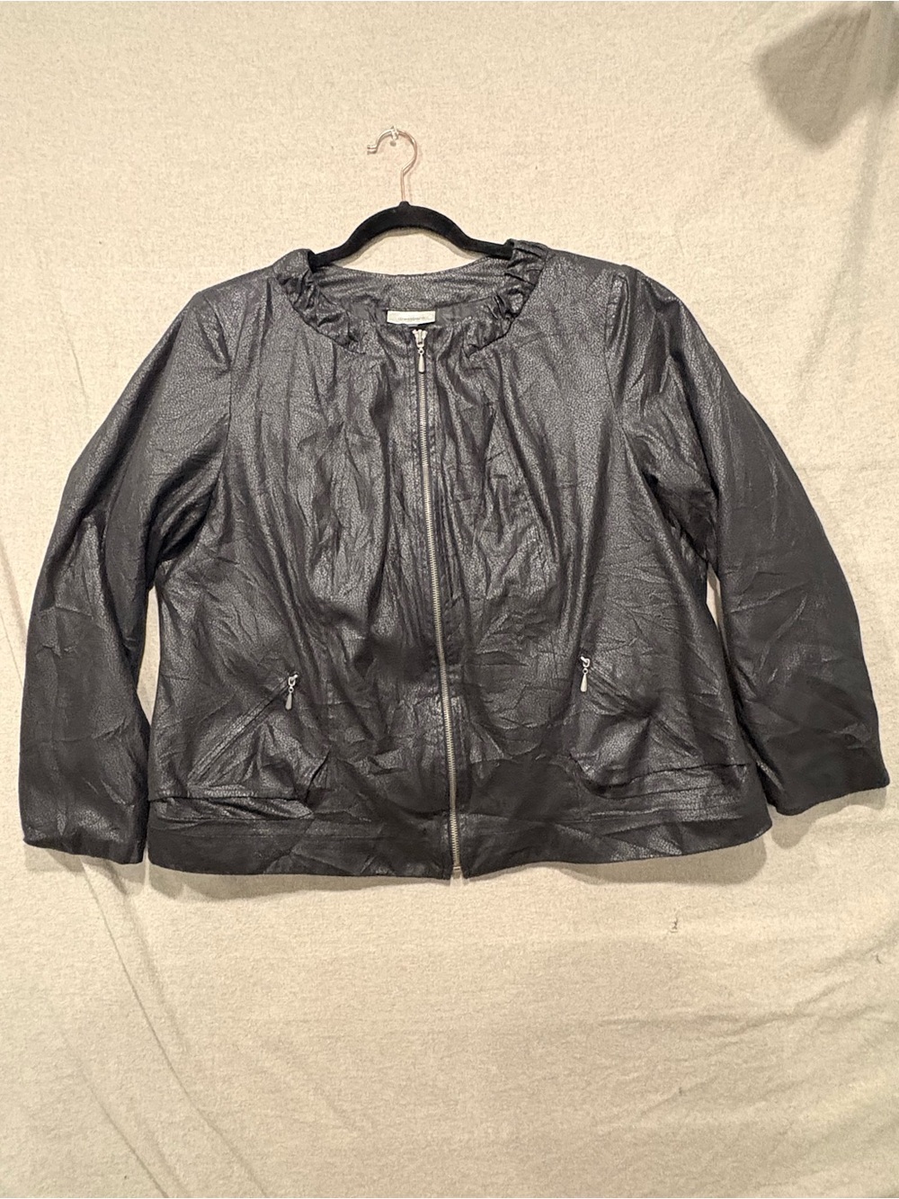 dressbarn Black Faux Leather Zip Jacket 18-20